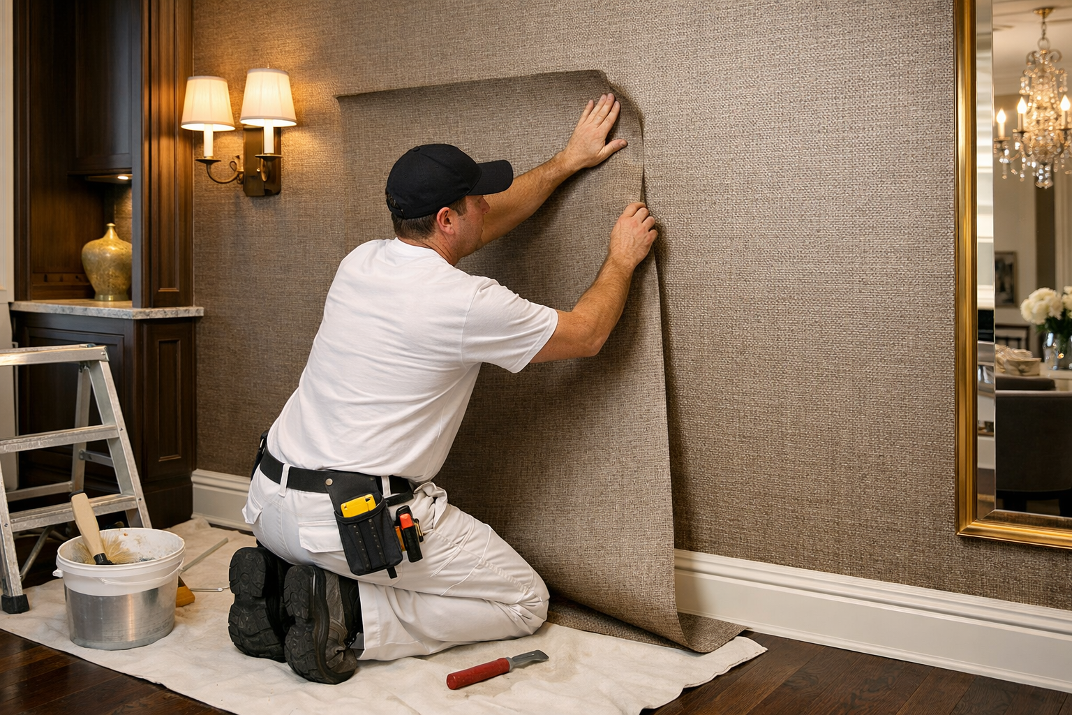 Custom Wallcovering Installation by Grapeson Wilson CPA in Houston